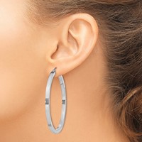 Sterling Silver Rhodium-plated 3x 50mm Square Tube Hoop Earrings view 3