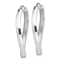 Sterling Silver RH-plated Polished Satin Twisted Oval Hoop Earrings view 2