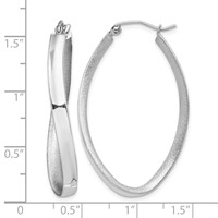 Sterling Silver RH-plated Polished Satin Twisted Oval Hoop Earrings view 4