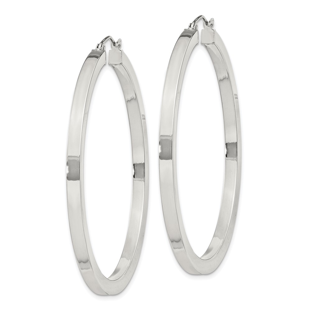 Sterling Silver 3x50mm Square Tube Hoop Earrings (QE828SP)