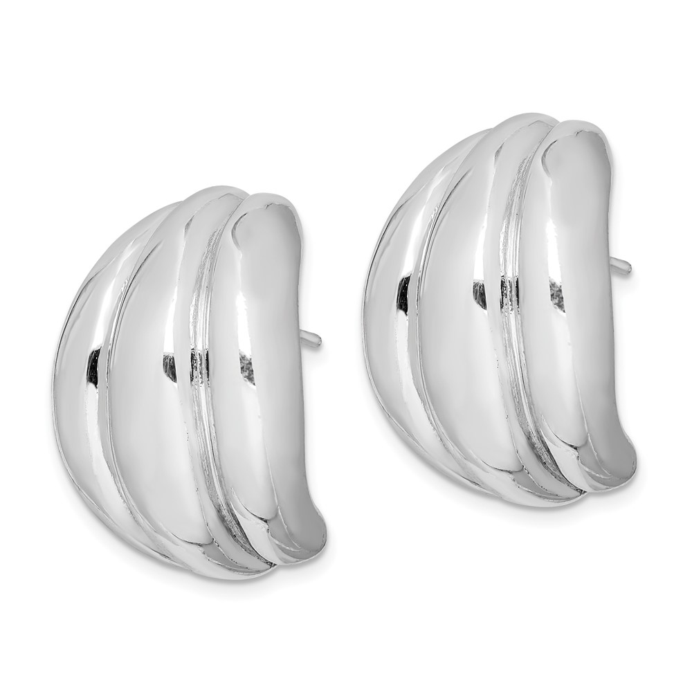 Sterling Silver Polished Rhodium Plated Hollow Post Earrings (QE8306)