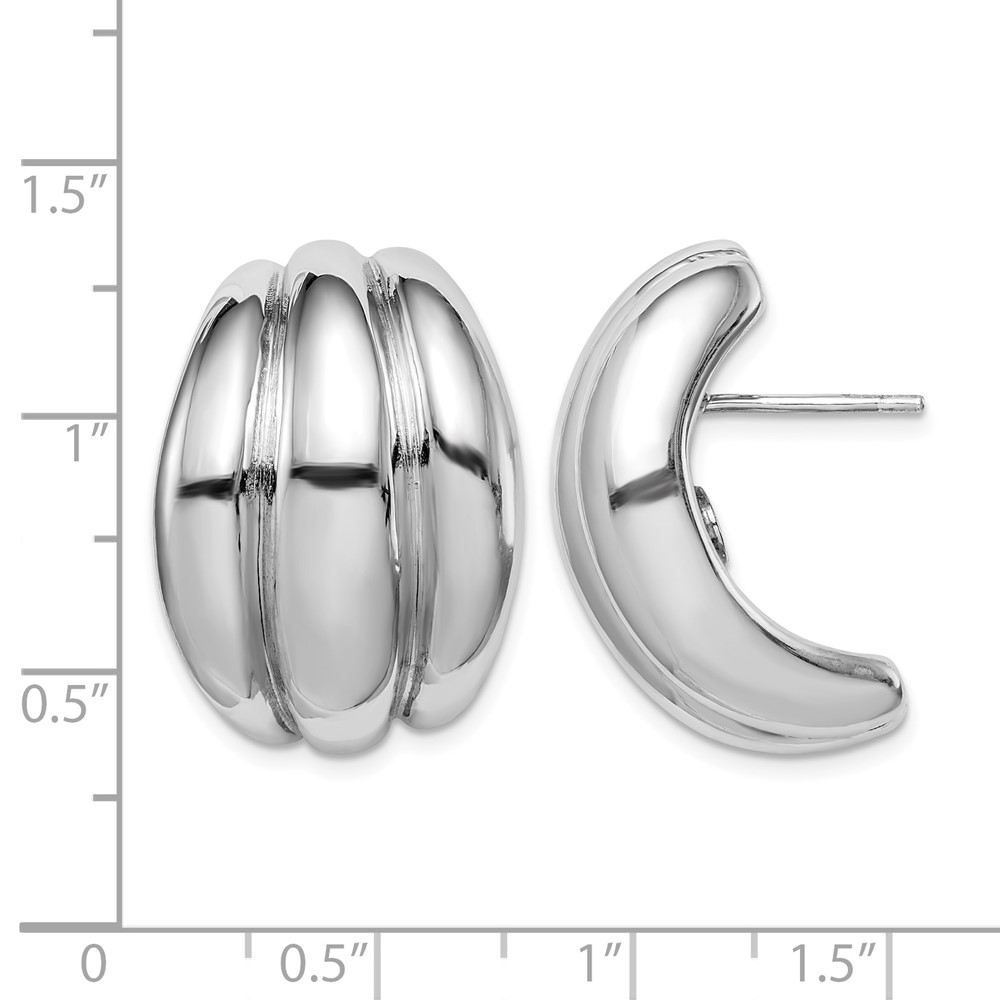 Sterling Silver Polished Rhodium Plated Hollow Post Earrings (QE8306)