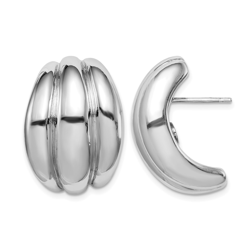 Sterling Silver Polished Rhodium Plated Hollow Post Earrings (QE8306)