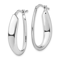 Sterling Silver Rhod-plated Polished Hollow 6mm Oval Hoop Earrings view 2