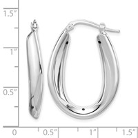Sterling Silver Rhod-plated Polished Hollow 6mm Oval Hoop Earrings view 4