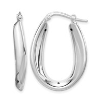 Sterling Silver Rhod-plated Polished Hollow 6mm Oval Hoop Earrings view 1