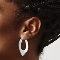 Sterling Silver RH-plated Polished Hollow Twisted Oval Hoop Earrings view 3