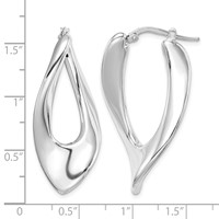 Sterling Silver RH-plated Polished Hollow Twisted Oval Hoop Earrings view 4