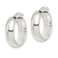 Sterling Silver Polished 6mm Round Hoop Earrings view 2