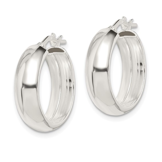 Sterling Silver Polished 6mm Round Hoop Earrings