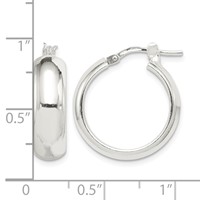 Sterling Silver Polished 6mm Round Hoop Earrings view 4