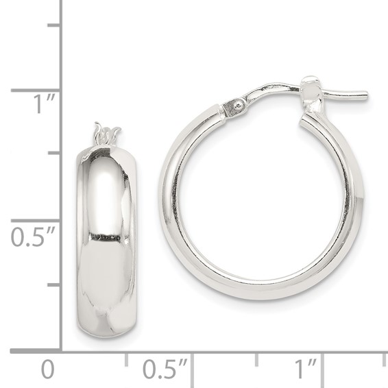 Sterling Silver Polished 6mm Round Hoop Earrings