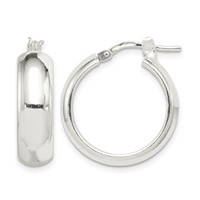 Sterling Silver Polished 6mm Round Hoop Earrings view 1