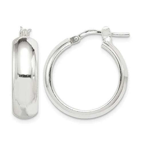 Sterling Silver Polished 6mm Round Hoop Earrings