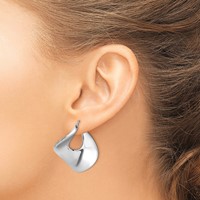 Sterling Silver Rhodium-plated Wide Twisted Hollow Hoop Earrings view 3