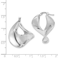 Sterling Silver Rhodium-plated Wide Twisted Hollow Hoop Earrings view 4