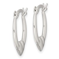 Sterling Silver Polished Heart Oval Hoop Earrings view 2