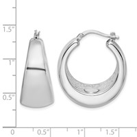 Sterling Silver RH-plated Polished Tapered Hollow Round Hoop Earrings view 4