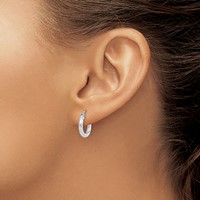 Sterling Silver Rhodium-plated 2.7x 15mm Twisted Hoop Earrings view 3