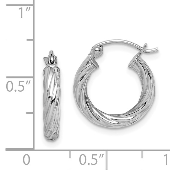 Sterling Silver 2.75mm Twisted Hoop Earrings