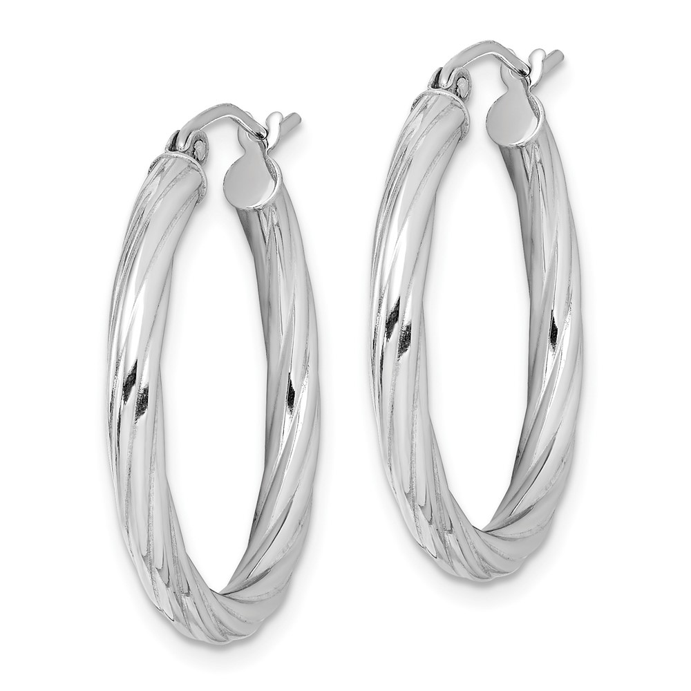 Sterling Silver Rhodium-plated 2.7x25mm Twisted Hoop Earrings (QE8357)