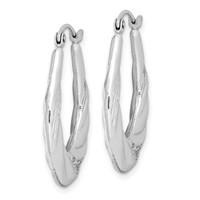 Sterling Silver Rhodium-plated D C Scalloped Oval Hoop Earrings view 2
