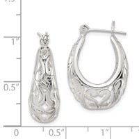 Sterling Silver Polished Filigree Oval Hoop Earrings view 4