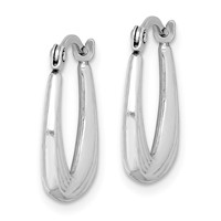 Sterling Silver Rhodium Plated Hollow Hoop Earrings view 2