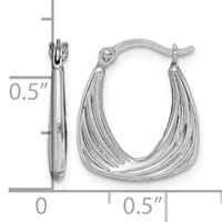 Sterling Silver Rhodium Plated Hollow Hoop Earrings view 4