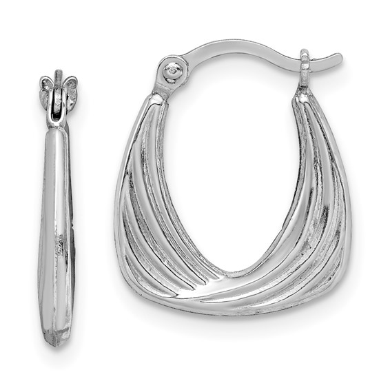 Sterling Silver Rhodium Plated Hollow Hoop Earrings