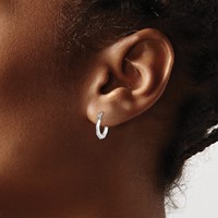 Sterling Silver Rhodium-plated Patterned Hollow Hoop Earrings view 3