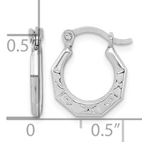 Sterling Silver Rhodium-plated Patterned Hollow Hoop Earrings view 4
