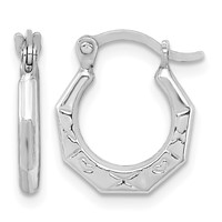 Sterling Silver Rhodium-plated Patterned Hollow Hoop Earrings view 1