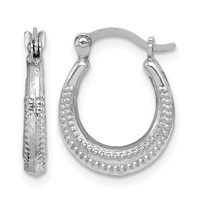 Sterling Silver Rhodium-plated Textured Hollow Hoop Earrings view 1