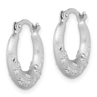 Sterling Silver Rhodium Plated Diamond Cut Hoop Earrings view 2
