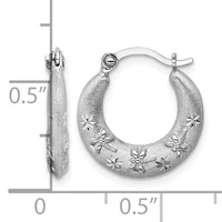 Sterling Silver Rhodium Plated Diamond Cut Hoop Earrings view 4