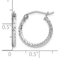 Sterling Silver Rhodium Plated Diamond Cut Hoop Earrings view 4