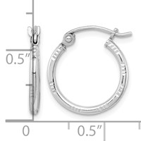 Sterling Silver Rhodium Plated Diamond Cut Hoop Earrings view 4