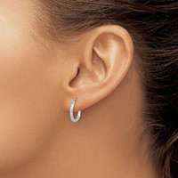 Sterling Silver Rhodium Plated Diamond Cut Hoop Earrings view 3
