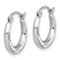 Sterling Silver Rhodium Plated Hoop Earrings view 2