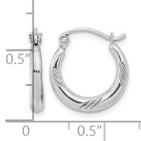 Sterling Silver Rhodium Plated Hoop Earrings view 4