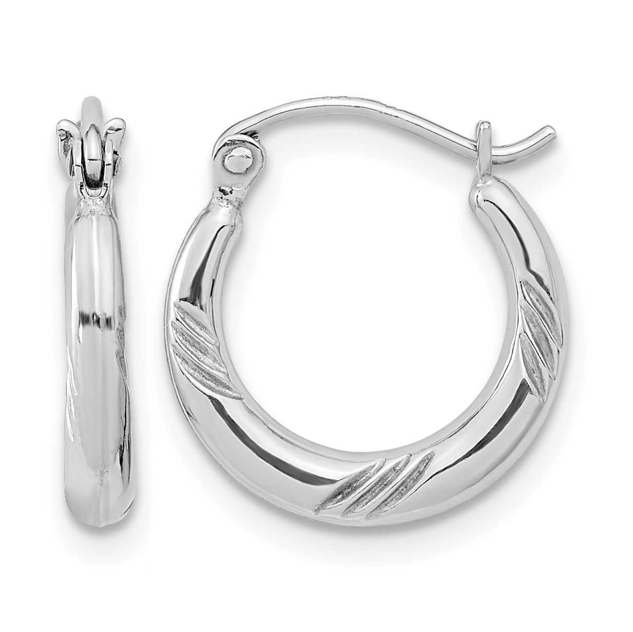 Sterling Silver Rhodium Plated Hoop Earrings (QE8383)