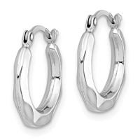 Sterling Silver Rhodium Plated Hollow Hoop Earrings view 2