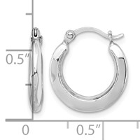Sterling Silver Rhodium Plated Hollow Hoop Earrings view 4