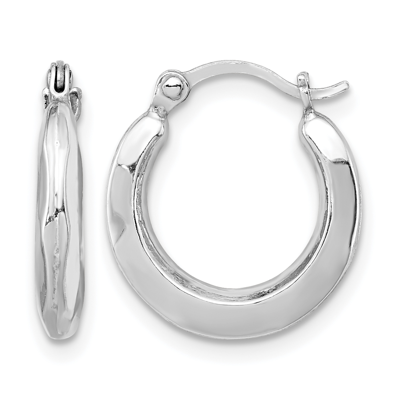 Sterling Silver Rhodium Plated Hollow Hoop Earrings (QE8384)