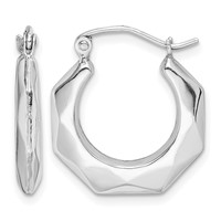 Sterling Silver Rhodium-plated Polished Hollow Hoop Earrings view 1