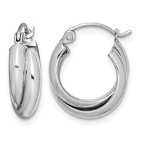 Sterling Silver Rhodium Plated Double Hoop Earrings view 1