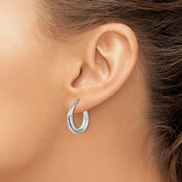 Sterling Silver Rhodium Plated Double Hoop Earrings view 3