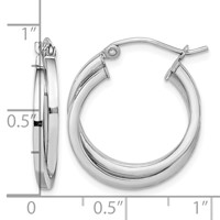 Sterling Silver Rhodium Plated Double Hoop Earrings view 4