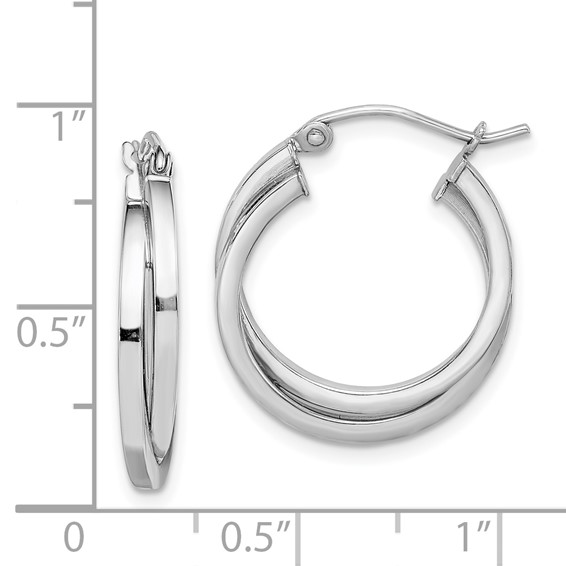 Sterling Silver Rhodium Plated Double Hoop Earrings